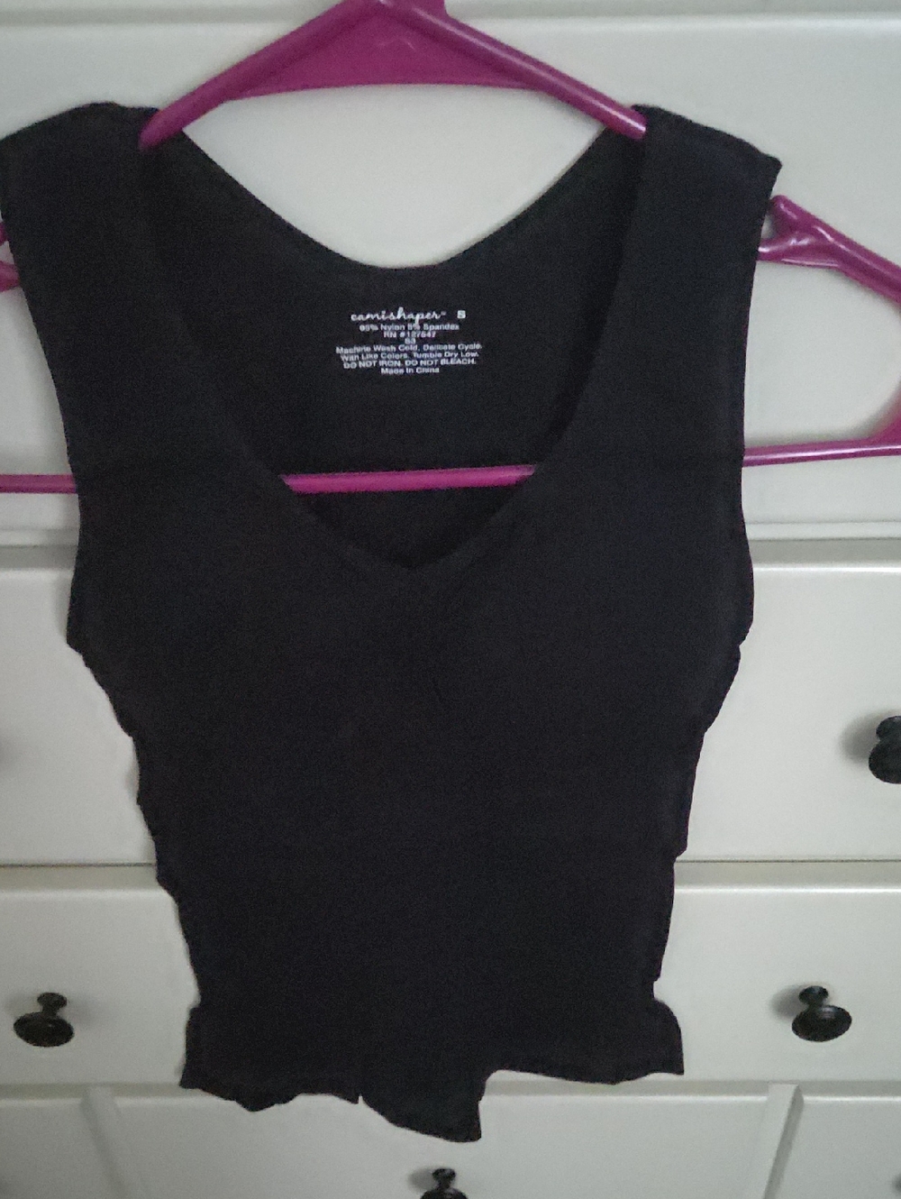 CamiShaper Black Ribbed V-Neck Tank - S NWOT